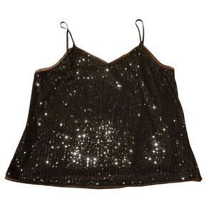 Ellison Black Sequins Tank Sz Small